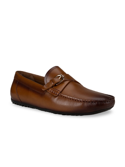 

ROSSO BRUNELLO Men Brown Solid Leather Formal Loafers