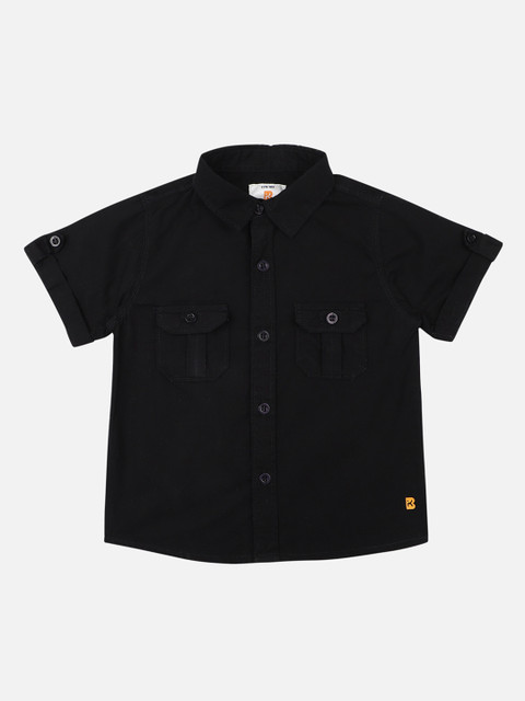 

Bodycare First Boys Black Slim Fit Solid Casual Shirt