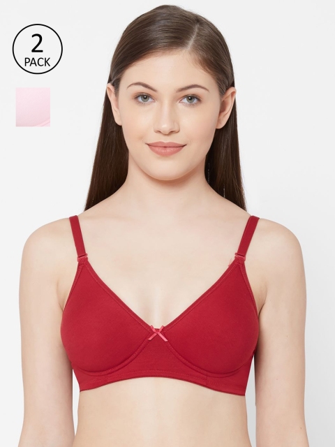 

Juliet Women Pack Of 2 Pink & Red Non-Wired Lightly-Padded Everyday Bra SHIKHA