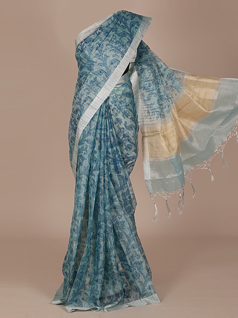

Pothys Blue Woven Design Tissue Saree