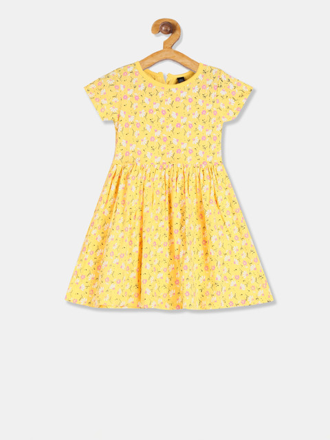 

Cherokee Girls Yellow Printed Fit and Flare Dress