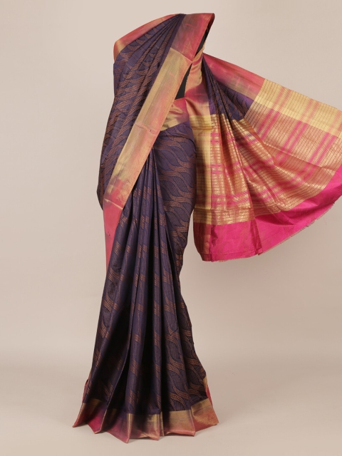 

Pothys Navy Blue Woven Design Jute Silk Saree with Zari Border