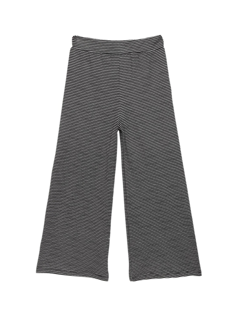 ADIVA Girls Black & White Striped Wide-Leg Palazzo