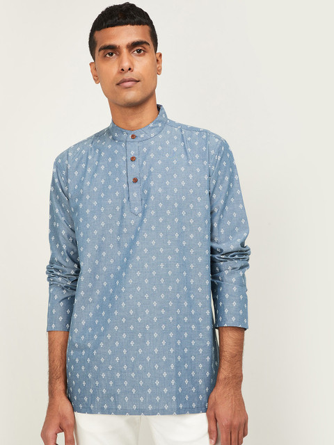 

Melange by Lifestyle Men Blue Printed Straight Kurta