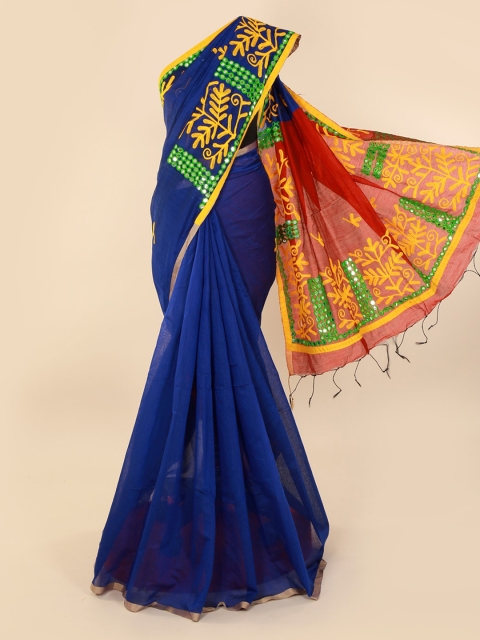 

Pothys Blue Embellished Cotton Blend Saree