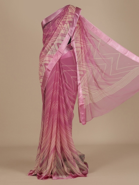 

Pothys Pink Printed Poly Chiffon Saree