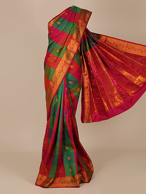 

Pothys Multicoloured Checked Art Silk Saree, Multi