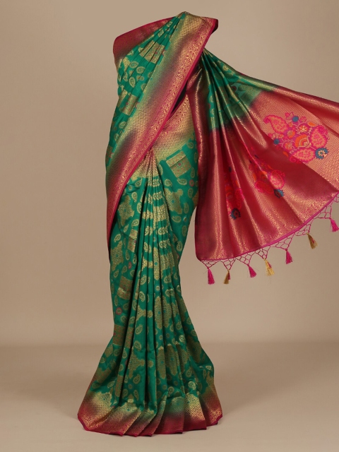 

Pothys Green & Pink Jute Silk Woven Design Saree