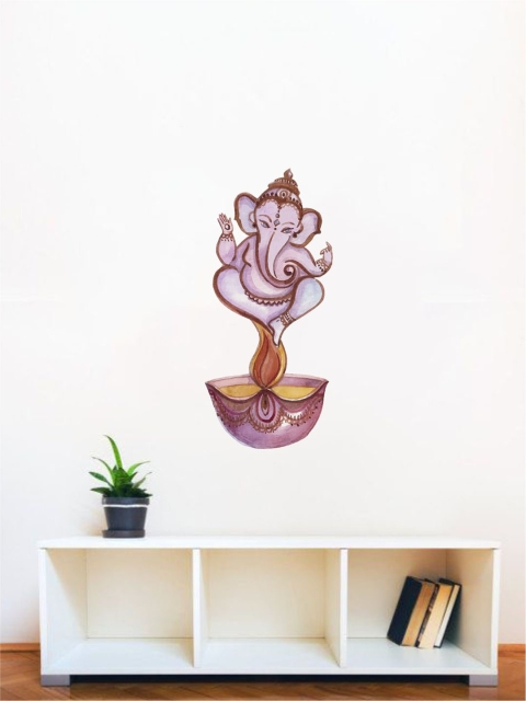 

rawpockets Lord Ganesh Art on Lamp Wall Sticker, Multi