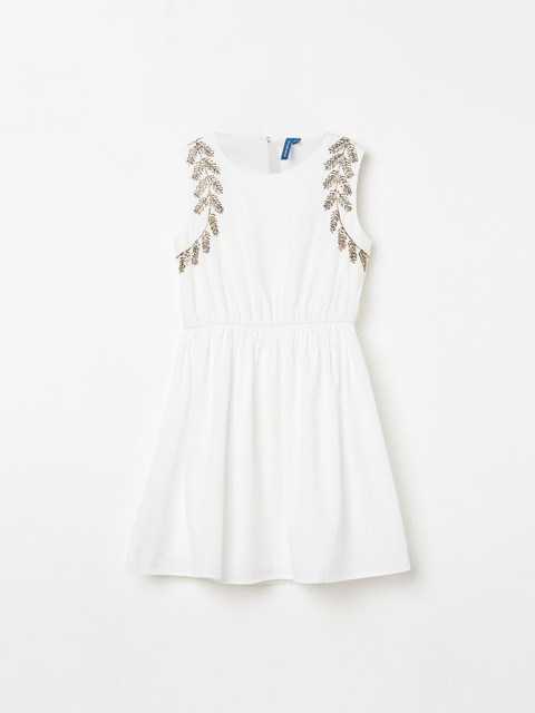 

Fame Forever by Lifestyle Girls White Embellished Fit and Flare Dress
