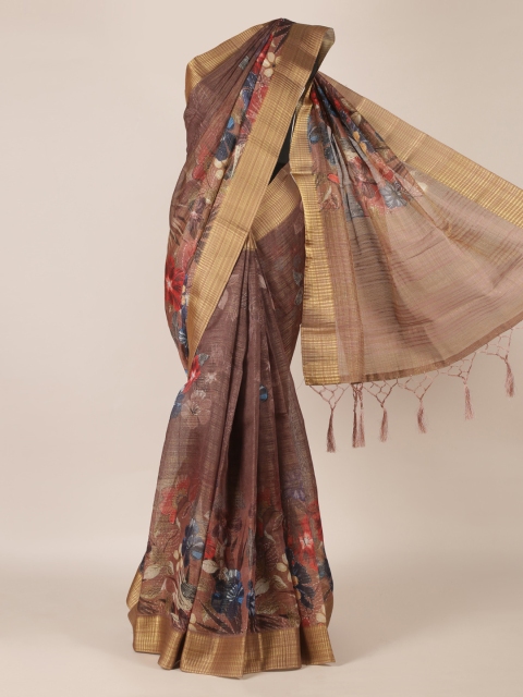 

Pothys Brown Woven Design Jute Silk Saree