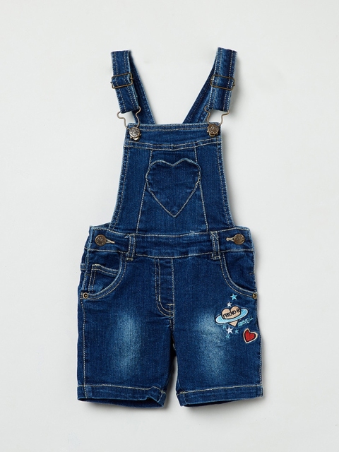 

max Girls Blue Solid Pinafore Dress