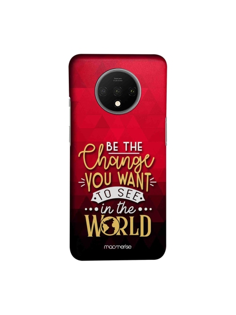 

macmerise Red & Black Be The Change Printed OnePlus 7T Back Case