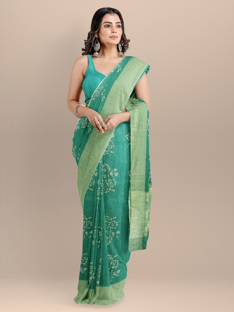 

BharatSthali Green Silk Cotton Printed Venkatgiri Saree