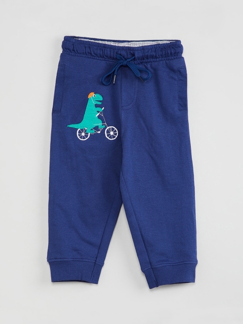 

max Infant Boys Navy Blue & Sea Green Printed Joggers