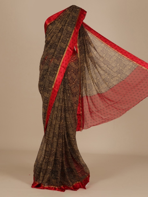 

Pothys Black Printed Poly Chiffon Saree