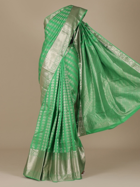 

Pothys Green & Gold-Toned Pure Silk Woven Design Saree