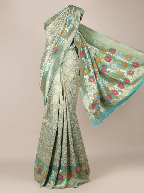 

Pothys Sea Green Woven Design Jute Silk Saree