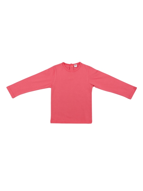 

Mish Organic Girls Pink Solid Henley Neck Cotton T-shirt