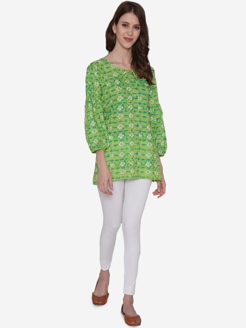 

Vedic Women Green Printed A-Line Kurta