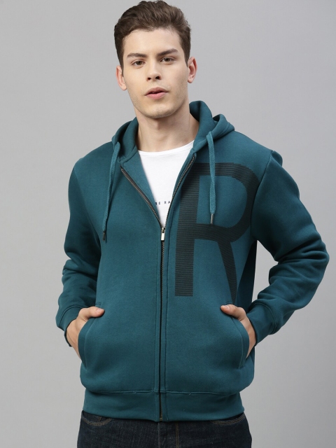 

RARE RABBIT Men Green Printed Hooded Sweatshirt