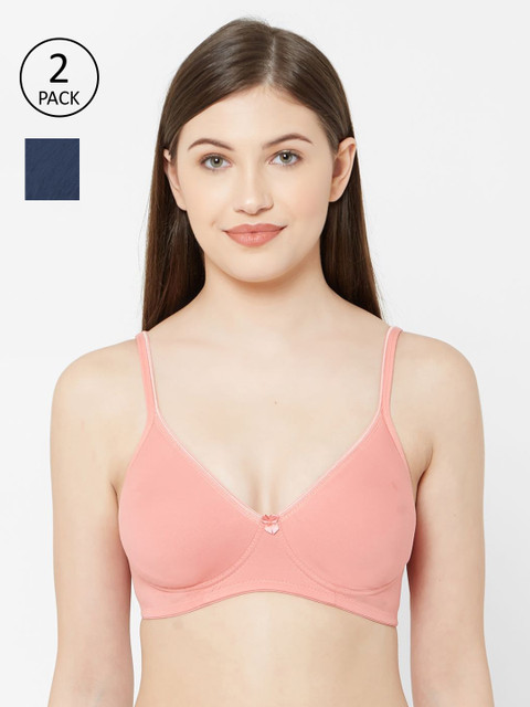 

Juliet Women Pack Of 2 Solid Non-Padded Non-Wired Everyday Bra 1025, Peach