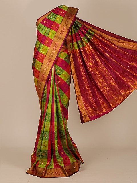 

Pothys Green & Red Art Silk Woven Design Saree