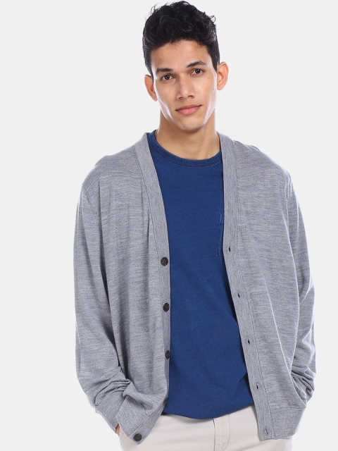 

GAP Men Grey Solid Merino Wool Cardigan Sweater