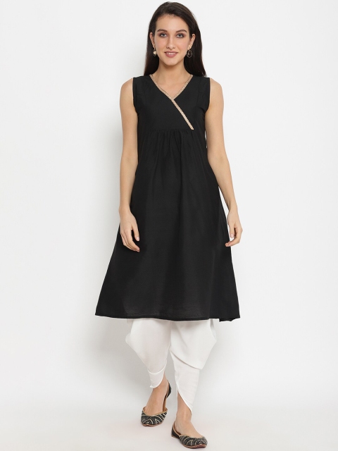 

Abhishti Women Black & White Solid Kurta with Dhoti Pants