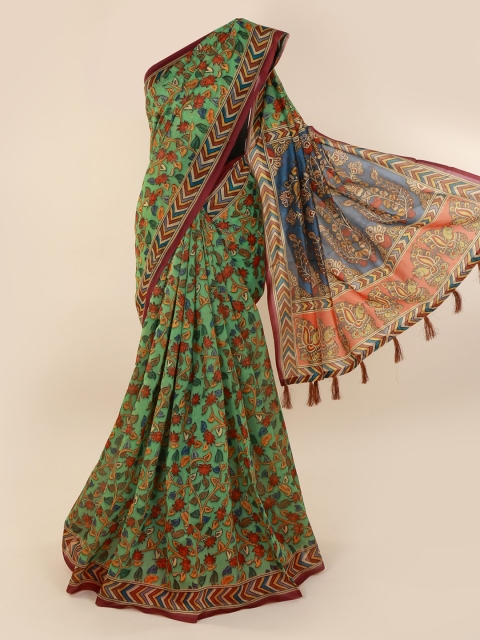 

Pothys Green & Red Cotton Blend Printed Saree