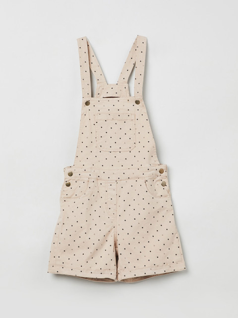 

max Girls Beige Printed Pinafore Dress