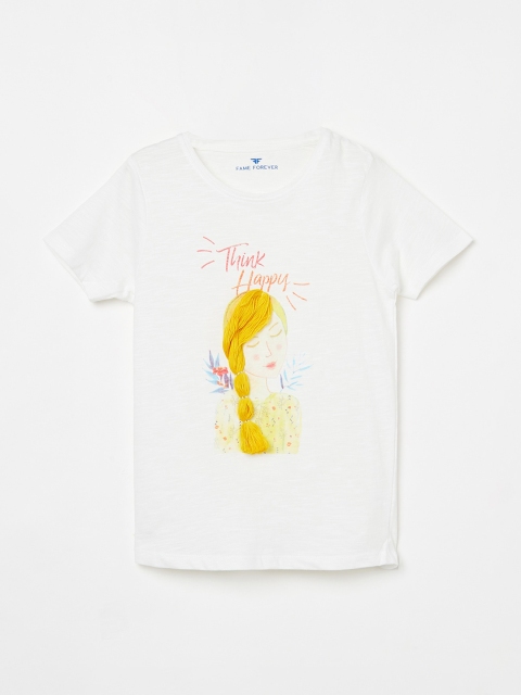 

Fame Forever by Lifestyle Girls Off-White Printed Top