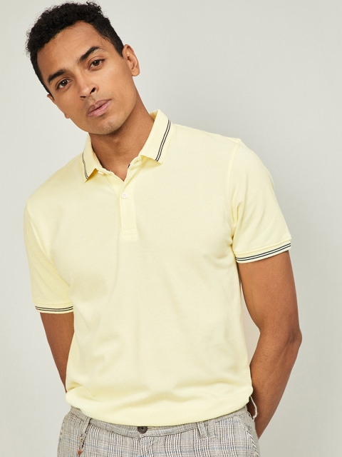 

Fame Forever by Lifestyle Men Yellow Solid Polo Collar T-shirt