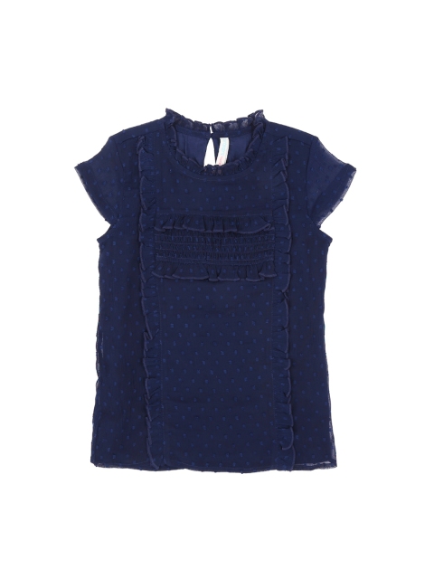 

Pantaloons Junior Girls Navy Blue Self Design Top