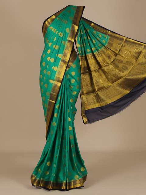 

Pothys Green Woven Design Poly Chiffon Saree