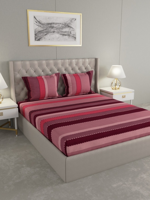

Raymond Home Pink & Mauve Colourblocked 200 TC Double King Bedsheet With 2 Pillow Covers
