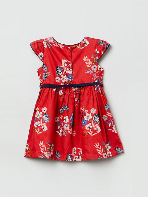 

max Girls Red Printed Fit and Flare Dress