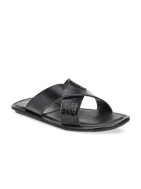 

Eego Italy Men Black Solid Leather Comfort Sandals