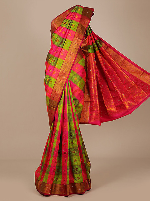 

Pothys Pink & Green Art Silk Woven Design Saree