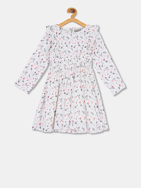

Cherokee Girls White Printed Fit and Flare Dress