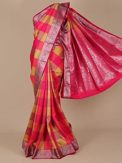 

Pothys Pink Checked Art Silk Saree