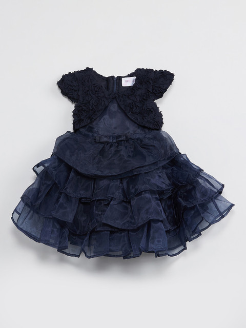 

max Girls Navy Blue Solid Fit and Flare Dress