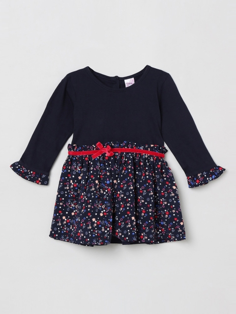 

max Girls Blue Printed Fit and Flare Dress