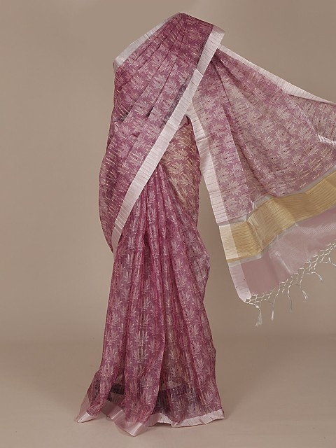 

Pothys Pink & Beige Tissue Printed Saree