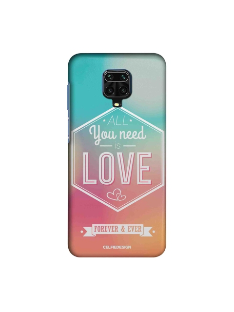 

macmerise Turquoise Blue & Pink All You Need Is Love Redmi Note 9 Pro Back Case
