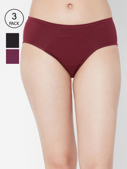 

Juliet Women Pack Of 3 Solid Period Briefs PERIOD PANTY-MR-CC-BK, Maroon