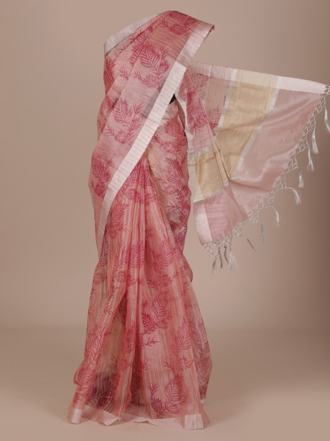 

Pothys Peach-Coloured Woven Design Cotton Blend Saree
