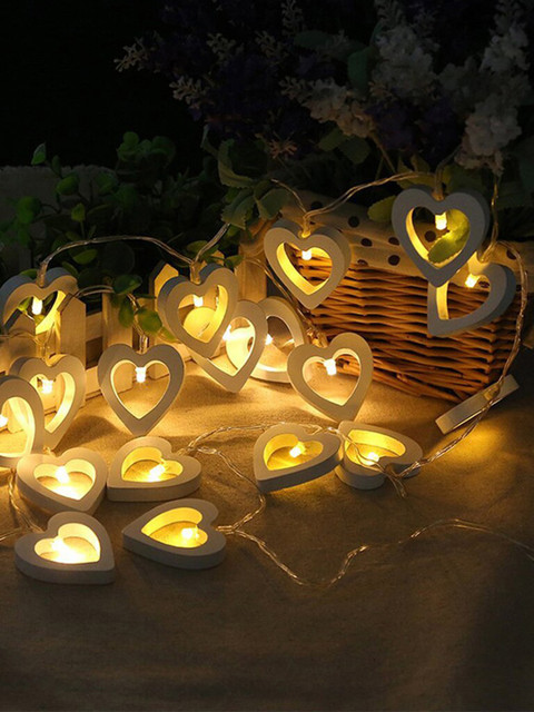 

TAYHAA Set of 2 LED White Heart-Shaped String Lights