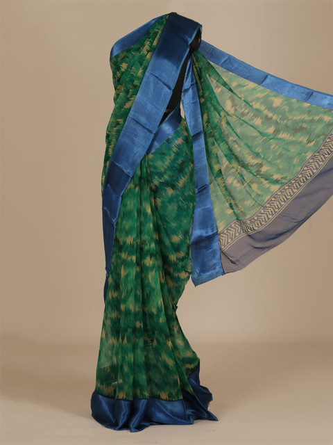 

Pothys Green & Blue Poly Chiffon Printed Saree