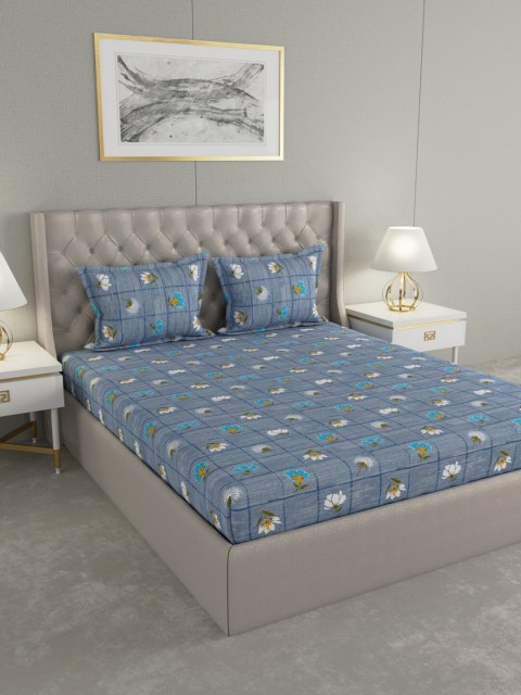 

Raymond Home Blue & White Printed 144 TC 1 Double Bedsheet With 2 Pillow Covers